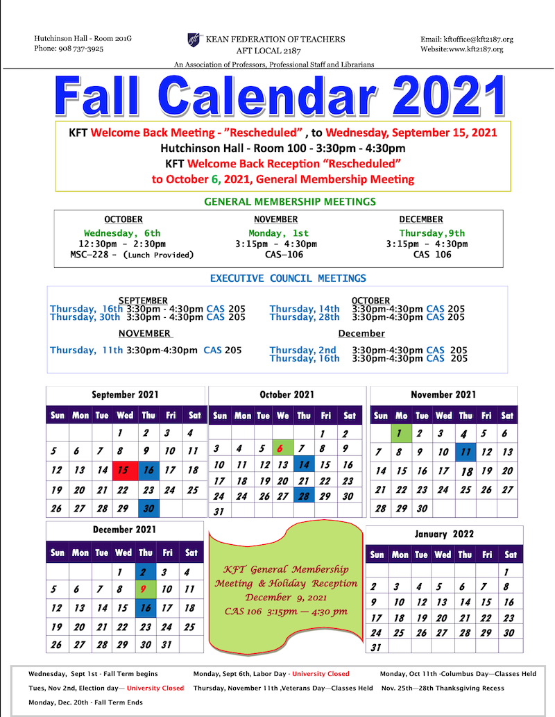 KFT Fall Calendar 2021
